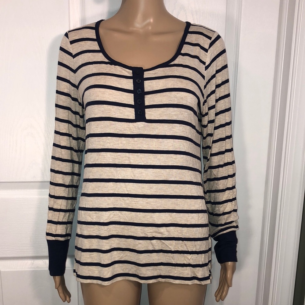 Pink Rose Blue Print Top L